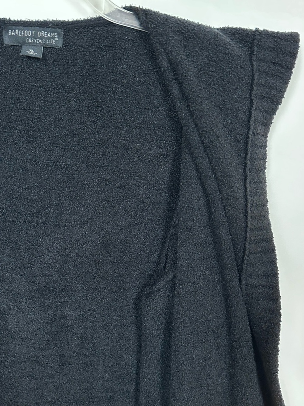 Barefoot Dreams CozyChic Lite Hooded Open Front Cardigan • Black • Sz XL • EUC - Picture 7 of 15
